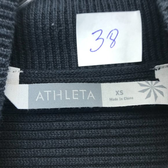 ATHLETA Sweater Dress XS Black Organic Cotton & Wool Moc Turtleneck Long Sleeve - Picture 11 of 11